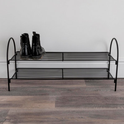 Black Two-Tier Powder Coated Shoe Rack