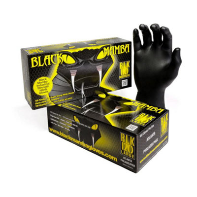 Black Unisex Nitrile Mamba Workshop Gloves 100 Pack  - XL