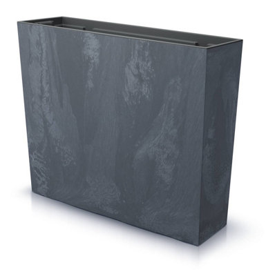 Black - Urbi 60cm Case Tall Concrete Effect Plastic Flower Pot