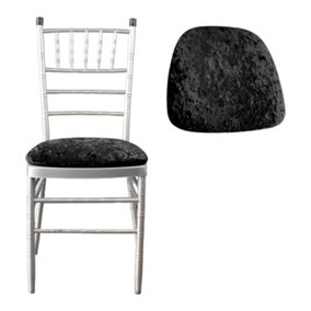 Black Velvet Chair Seat Pad Cover - Pack of 1