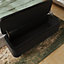 Black Velvet Ottoman Storage Bench With Chromed Metal Legs