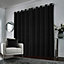 Black Velvet, Supersoft, 100% Blackout, Thermal Pair of Curtains with Eyelet Top - 66 x 54 inch (168x137cm)