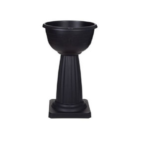 Black Venetian Jardiniere Plant Pot Round Plastic Pedestal Flower Planter Bowl