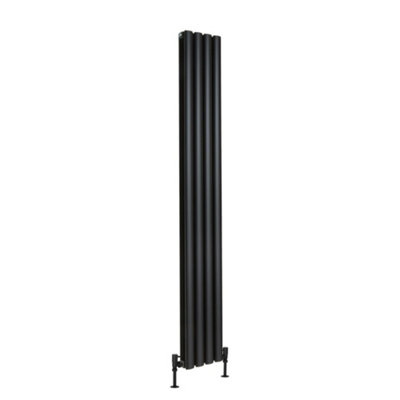 Black Vertical Double Panel Aluminium Radiator 1800mm x 240mm