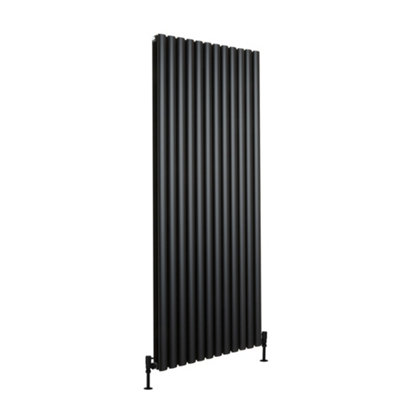 Black Vertical Double Panel Aluminium Radiator 1800mm x 720mm