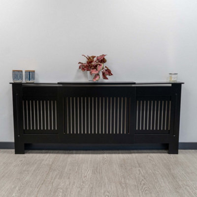 Black Vertical Line Design Radiator Cover - Adjustable