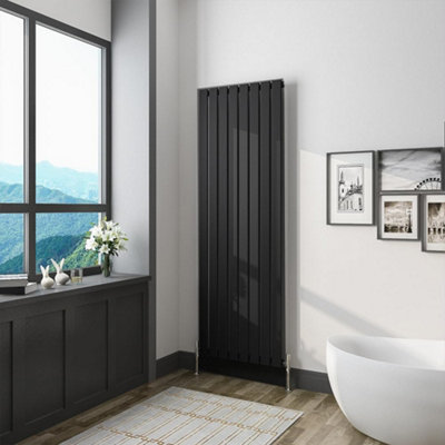 Black Vertical Radiator Single Flat Pannel (H)1600mm (W)544mm 3846 BTU Steel Compatible for Central Heating System