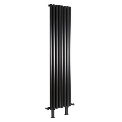 Black Vertical Single Panel Radiator Feet 472mm x 1600mm