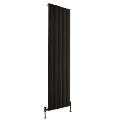Black Vertical Single Stepped Panel Aluminium Radiator 1800mm x 470mm