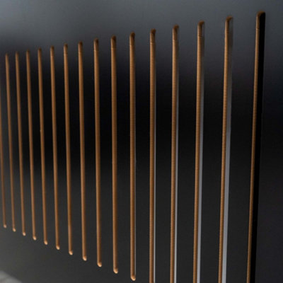 Black Vertical Slat MDF Radiator Cover - Adjustable - 140-204cm (W) x ...