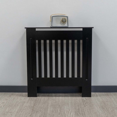 Black Vertical Slat MDF Radiator Cover - Small 78cm (W) x 81.5cm (H) x ...