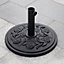 Black Vintage Floral Pattern Cement Freestanding Parasol Base Outdoor Umbrella Stand, Load Capacity 10kg