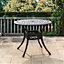 Black Vintage Round Cast Aluminum Outdoor Bistro Dining Table with Umbrella Hole 90 cm