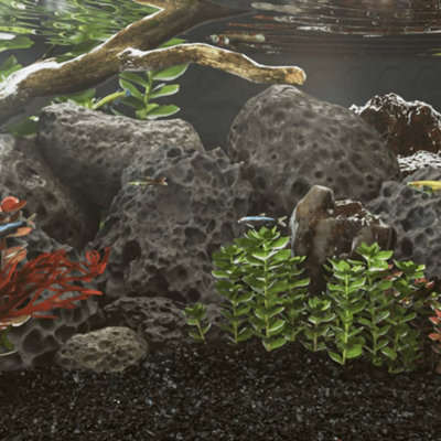 Black Volcanic Rocks 10 kg, 10-30 cm - Aquarium, Fish Tank & Garden ...