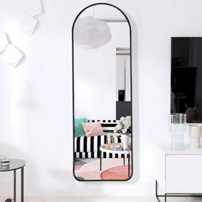 Black Wall Mounted Arched Full Length Mirror Dressing Mirror W 40 cm x H 120 cm