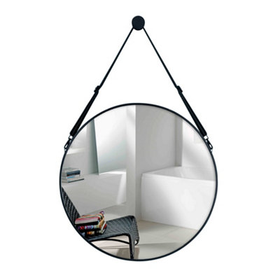 Black Wall Mounted Framed Bathroom Mirror Round Mirror Vanity Mirror Dia 70 cm