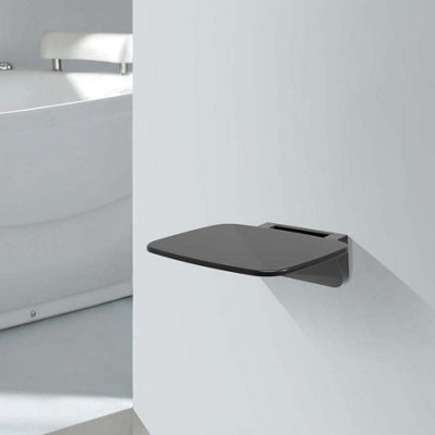 Black Wall Mounted Heavy Duty Folding Shower Seat - 5