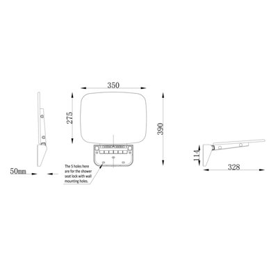 Black Wall Mounted Heavy Duty Folding Shower Seat - 7