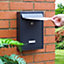 Black Wall Mounted Lockable Letterbox - Weather Resistant Galvanised Steel Modern Design Mail Letter Box - H32 x W22 x D8.5cm