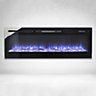Black Wall Mounted or Recessed Electric Fire Fireplace 12 Flame Color Effect with Remote Control 60 Inch