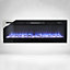 Black Wall Mounted or Recessed Electric Fire Fireplace 12 Flame Color Effect with Remote Control 60 Inch
