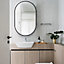 Black Wall Mounted Oval Bathroom Framed Mirror Vanity Mirror for Dressing Table 400 x 700 mm
