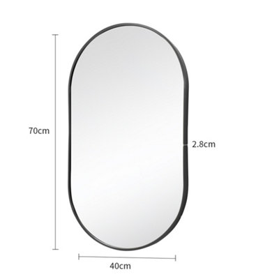 Black Wall Mounted Oval Bathroom Framed Mirror Vanity Mirror for Dressing Table 400 x 700 mm
