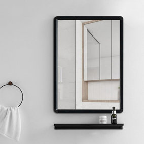 Black Wall Mounted Rectangular Framed Bathroom Mirror Vanity Mirror 500 mm x 700 mm