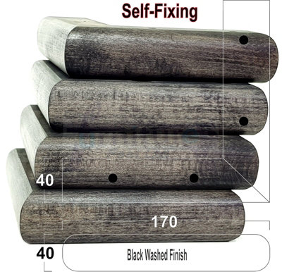 Black Washed Wood Corner Feet 45mm High Replacement Furniture Sofa Legs