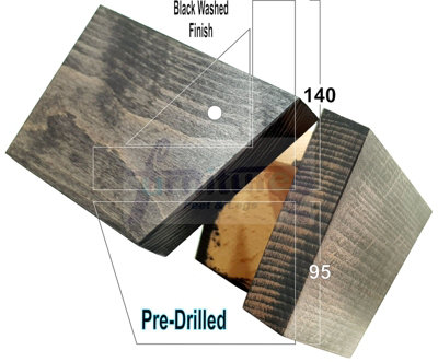 Black Washed Wood Corner Feet 95mm High Replacement Furniture Sofa Legs