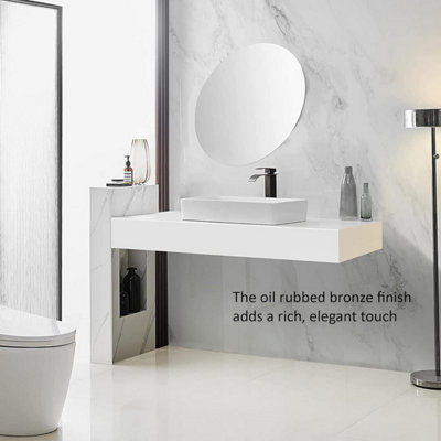 Black Waterfall Tall Basin Mixer Tap, Single Lever Square Mono Bathroom Sink Tap for Hot & Cold Water