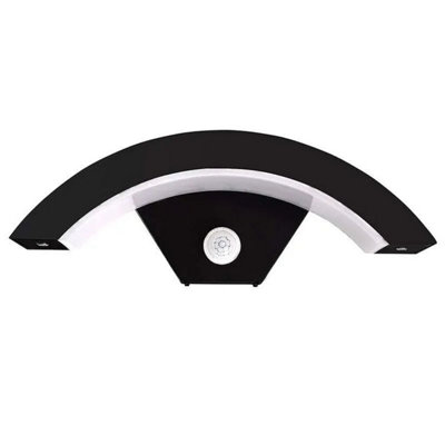 BLACK WATERPROOF OUTDOOR LED WALL LIGHT CURVED SHAPED GARDEN LAMP NON ...