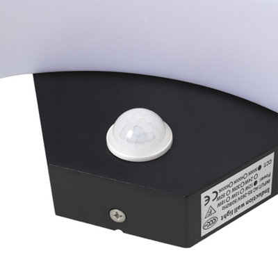 Black Waterproof Outdoor LED Wall Light Curved Shaped Garden Lamp with PIR Motion Sensor