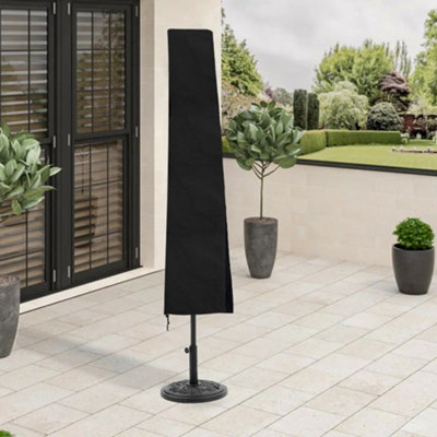 Black Waterproof Outdoor Patio Umbrella Parasol Cover with Zipper and Drawstring 210D Oxford