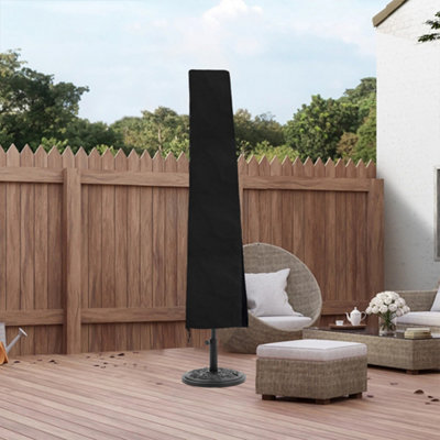 Black Waterproof Outdoor Patio Umbrella Parasol Cover with Zipper and Drawstring 210D Oxford