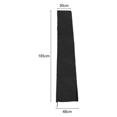 Black Waterproof Outdoor Patio Umbrella Parasol Cover with Zipper and Drawstring 210D Oxford - 5