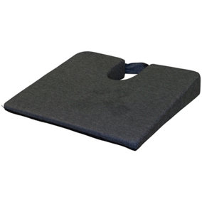 Black Wedge Foam Cushion - Posture Improvement - 430 x 380mm - Removable Cover