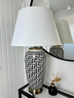 Black White Ceramic Table Lamp with Plain Shade