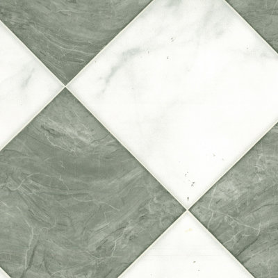 Black&White Chequers Pattern Tile Effect Vinyl Sheet For DiningRoom LivingRoom Hallways And Kitchen Use-6m X 2m (12m²)