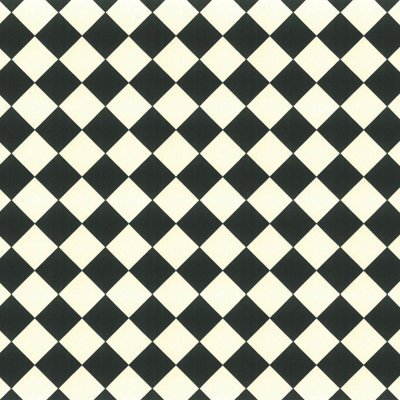 Black White Chequre Tile Effect Effect Anti Slip Vinyl Sheet Flooring For Kitchen Bathroom-2m(6'6") X 3m(9'9")-6m² - 4