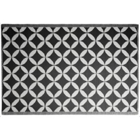 Black & White Circles Outdoor Rug Camping Floor Mat Picnic Blanket 90 x 180cm