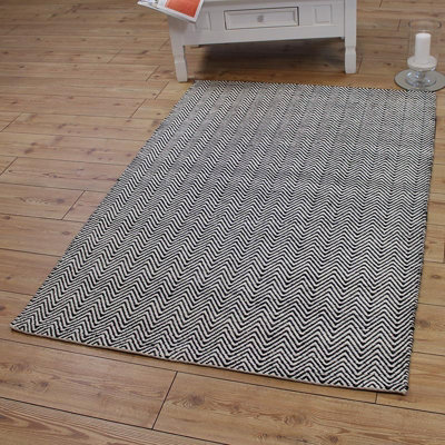Black/White Classic Abstract Modern Handmade Easy to Clean Rug For Dining Room Bedroom LivingRoom-100cm X 150cm