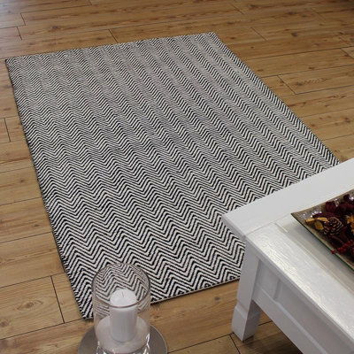 Black/White Classic Abstract Modern Handmade Easy to Clean Rug For Dining Room Bedroom LivingRoom-100cm X 150cm