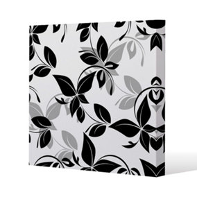 Black & White Floral (Canvas Print) / 101 x 101 x 4cm