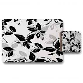 Black & White Floral (Placemat & Coaster Set) / Default Title