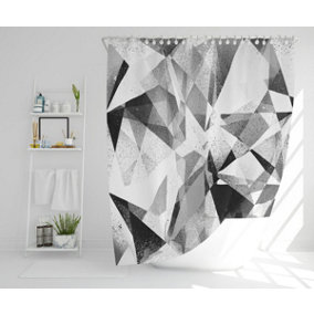 Black & White Geometric Grunge Pattern (Shower Curtain) / Default Title