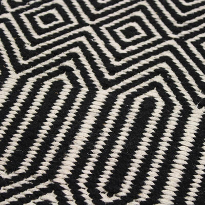 Black/White Geometric Handmade Modern Wool Easy To Clean Rug Dining Room Bedroom And Living Room-100cm X 150cm - 6