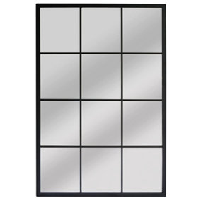 Black Window Style Wall Mirror 60x90cm