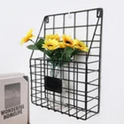 Black Wire Magazine Newspaper Basket Wall Mounted Post Storage Rack ...