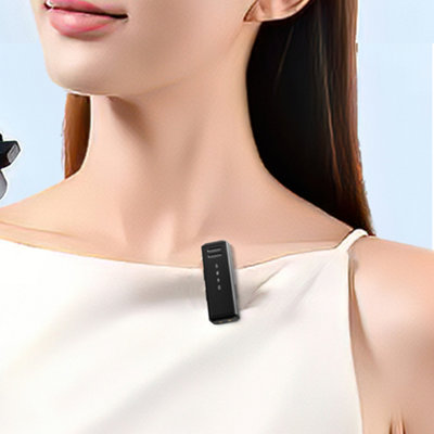 Black Wireless Lavalier Microphone for Android Used Up to 6 Hours